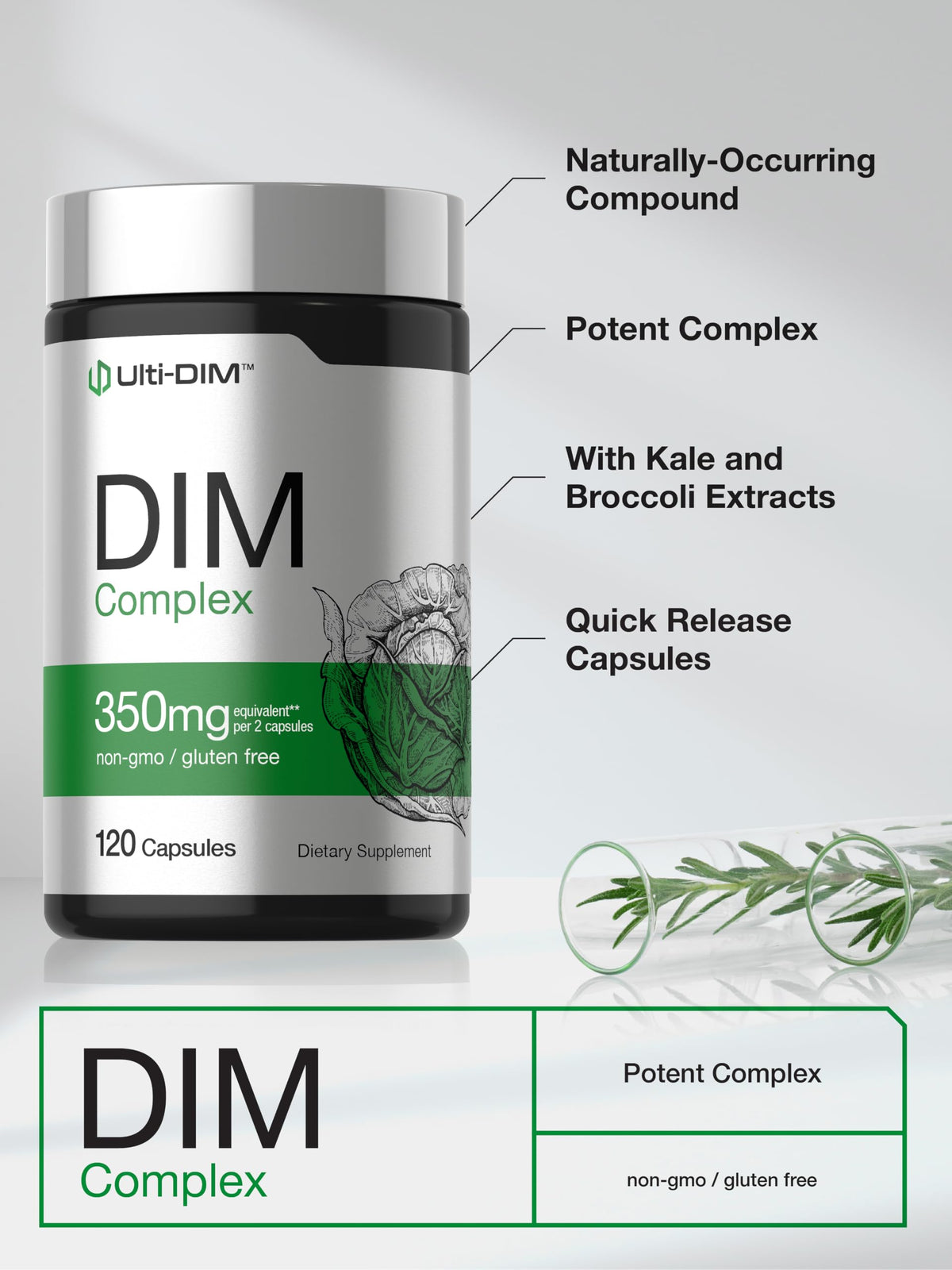 Horbäach DIM Supplement 350mg Complex - 120 Capsules - image 4