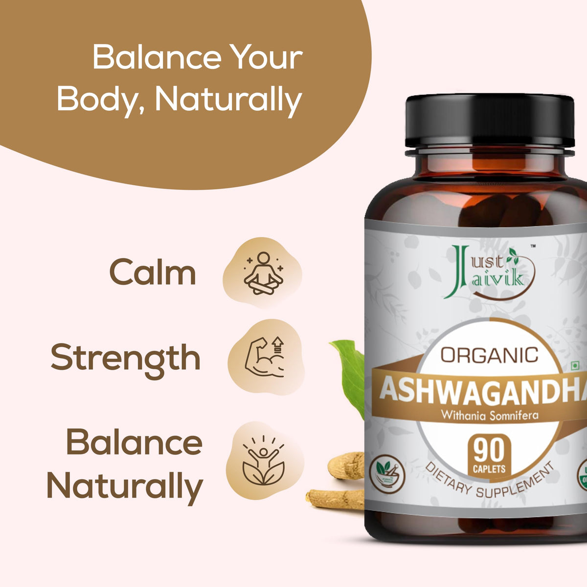 Just Jaivik Organic Ashwagandha Tablets 750 mg - 90 Tablets - image 5