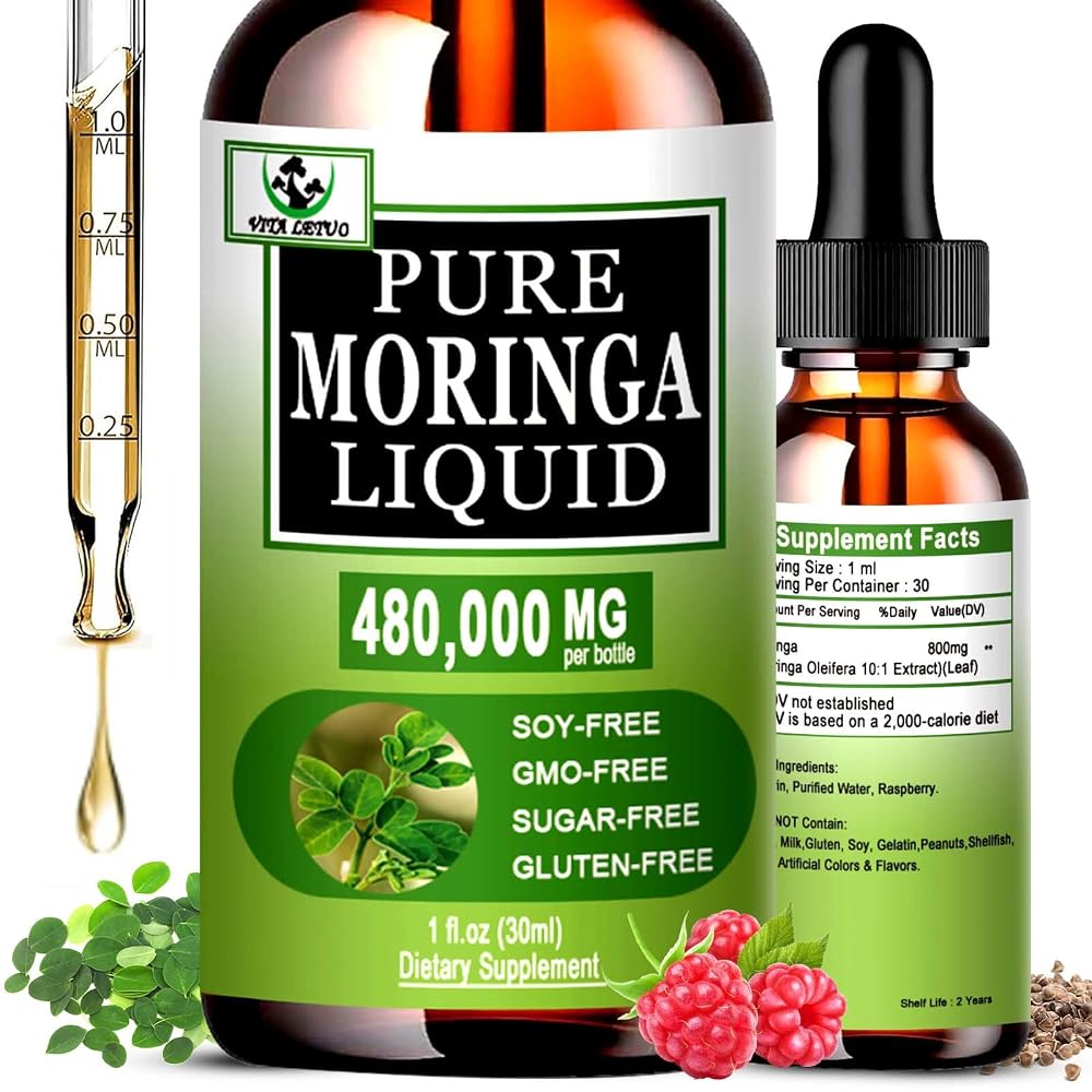 Vita letuo Organic Moringa Liquid Drops for Energy - 1 Fl Oz