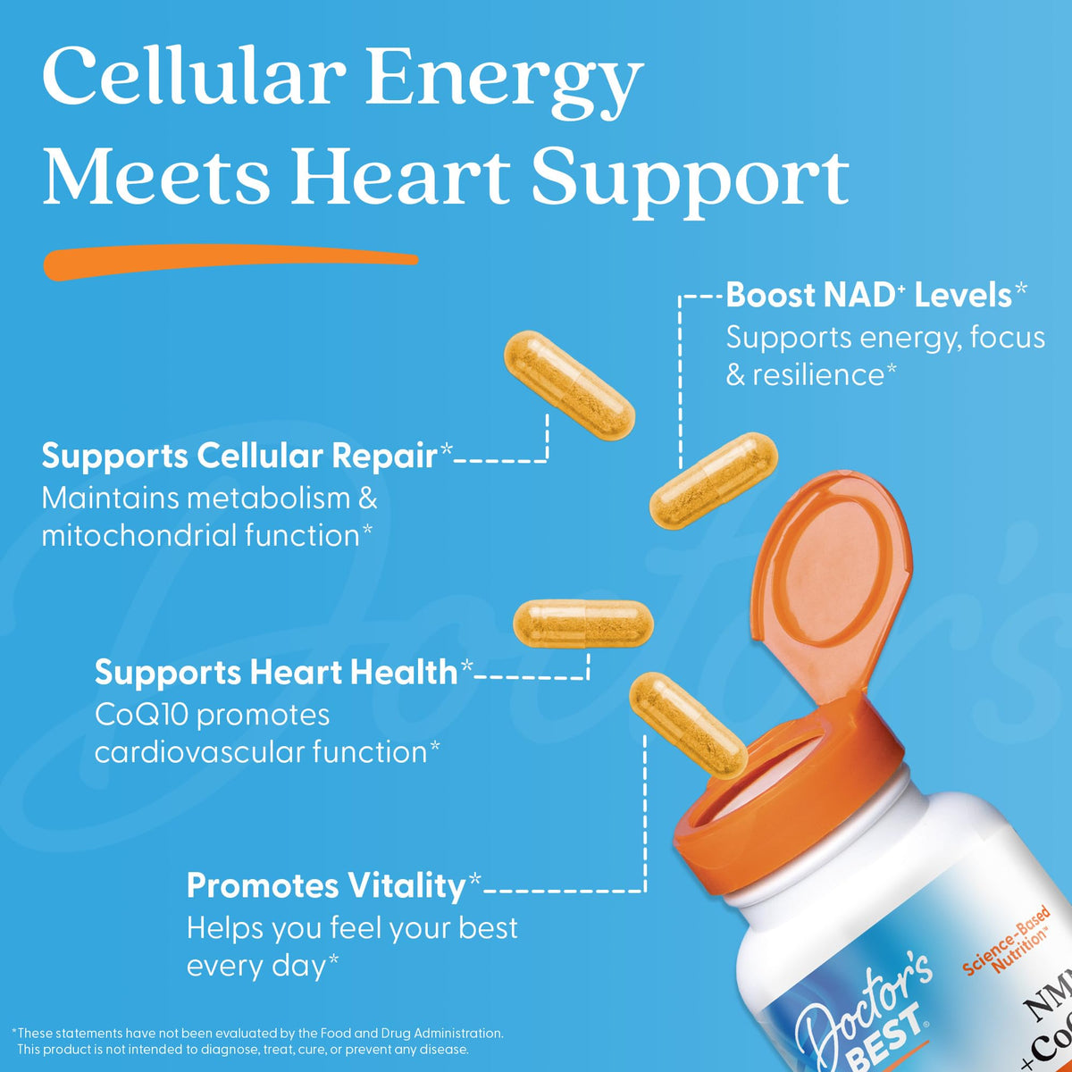 Doctor's Best NMN + CoQ10 Supplement for Energy - 60 Vegetarian Capsules - image 3