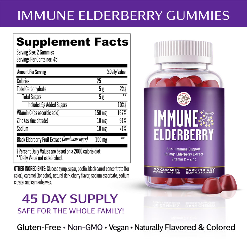 Grab The Gold Immunity Gummies Elderberry Vitamin C Zinc - 90 Count - image 3