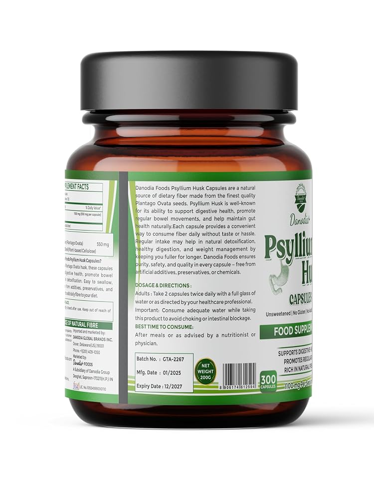 Danodia Foods Psyllium Husk Capsules - 300 Vegetarian Capsules - image 3