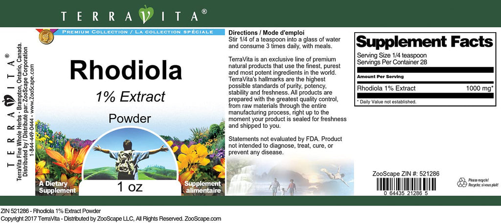 Terravita Rhodiola 1% Powder - 3 Pack (1 oz each) - image 2