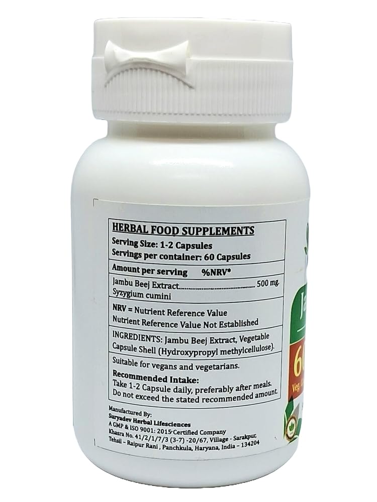 Satya Naturals Jambu Beej Forte Capsules 500 mg. 60 Veg. Capsule
