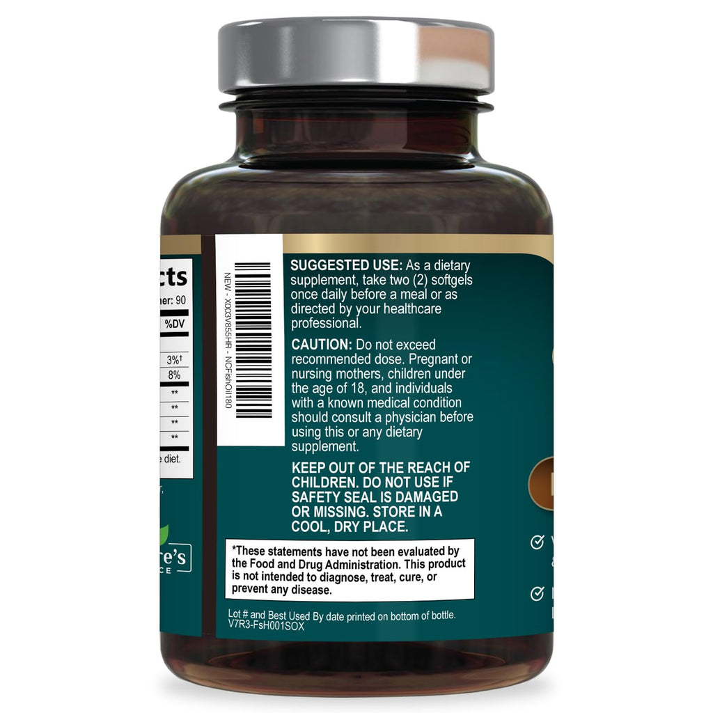 Nature's Choice Omega 3 Fish Oil Supplements - 2400mg Fish Oil Per