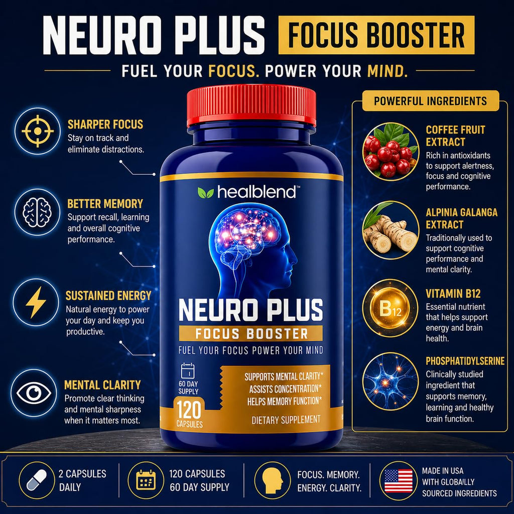 healblend Neuro Plus Focus Booster Brain Support - 120 Capsules - image 7