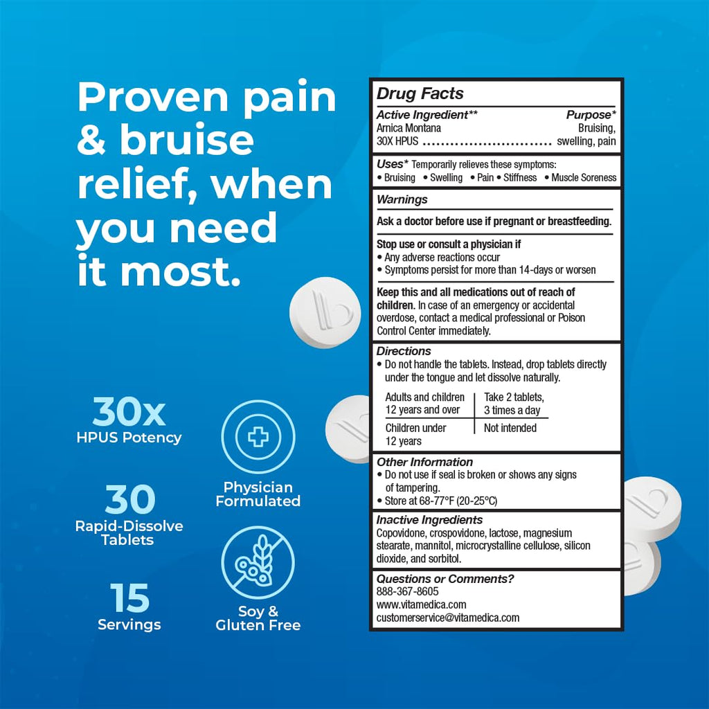VitaMedica Arnica Montana 30X Rapid Dissolve Tablets - 30 Count - image 4