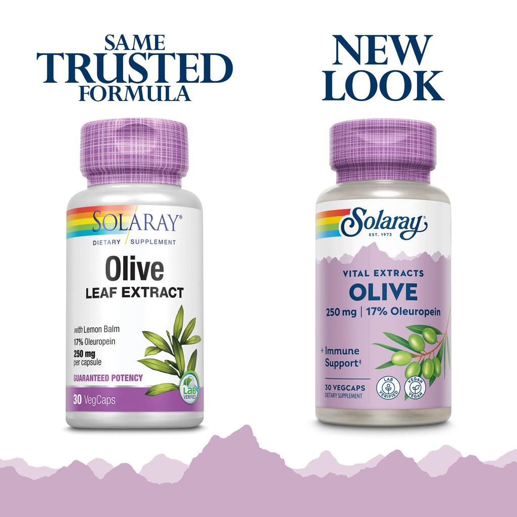 SOLARAY Unflavored Capsules Olive Leaf Immune Support 250Mg Bottle