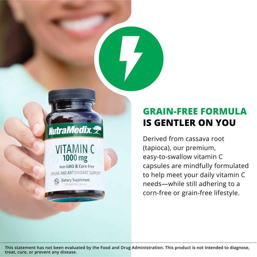 NutraMedix Corn-Free Vitamin C 1000 mg - 120 Vegetable Capsules - image 4