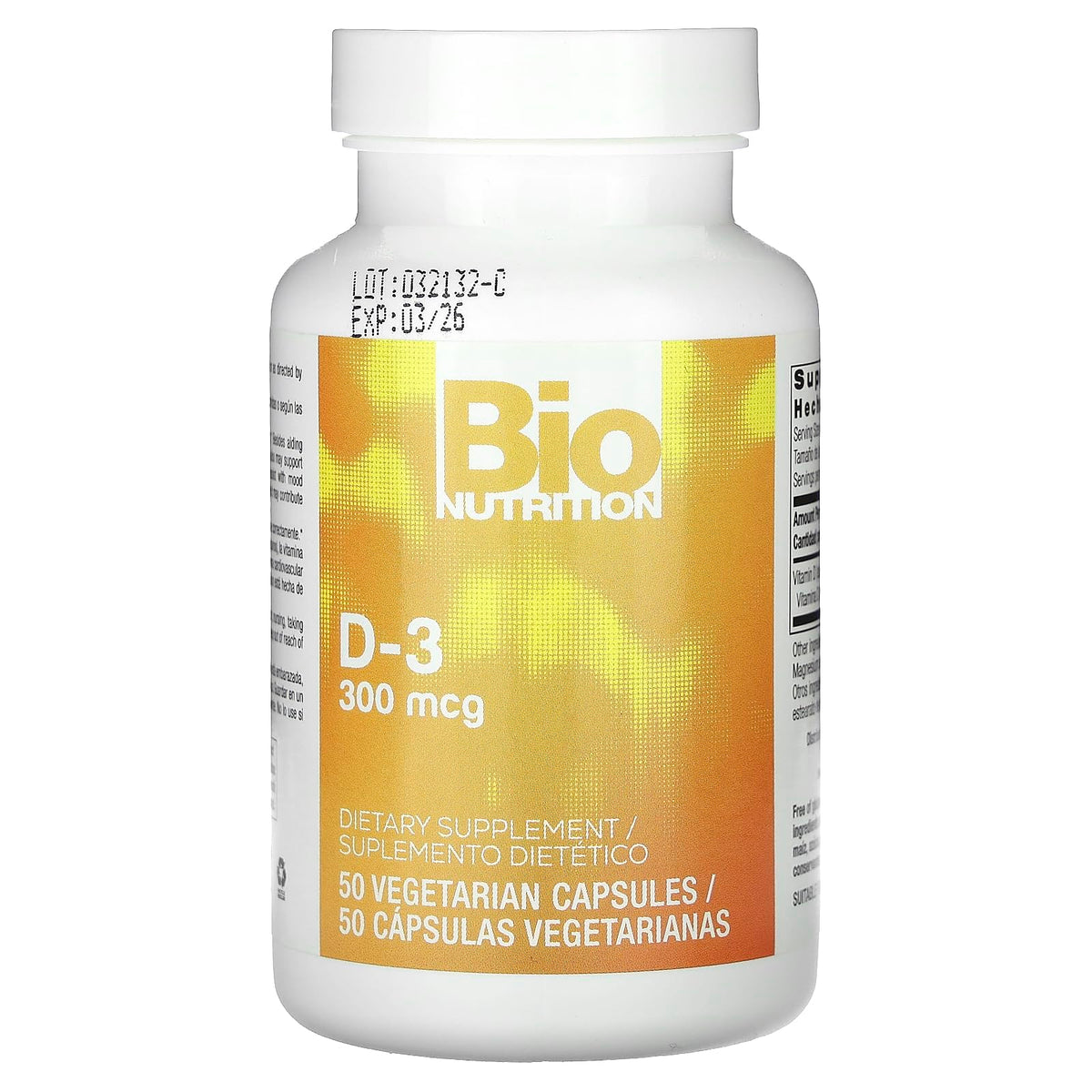 Bio Nutrition Vitamin D3 12000 IU - 50 Vegetarian Capsules - image 3
