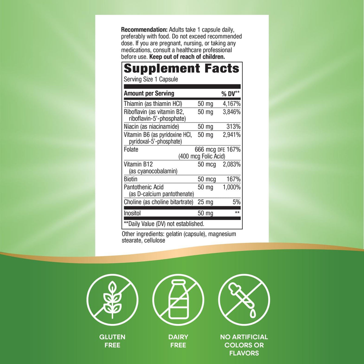 Nature's Way B-50 Complex Vitamin B - 100 Capsules - image 2