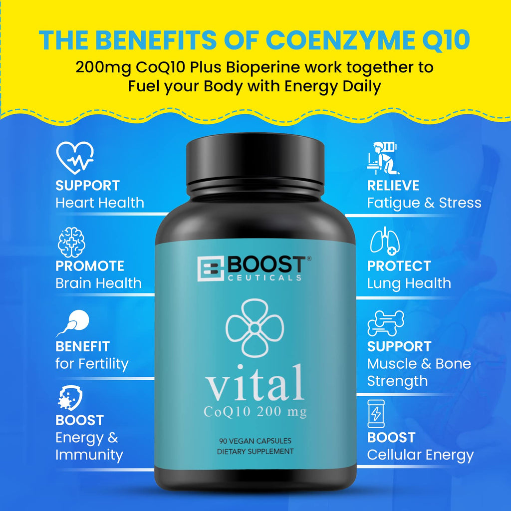 BoostCeuticals CoQ10 200mg Vegan Capsules with BioPerine - 90 Capsules - image 4