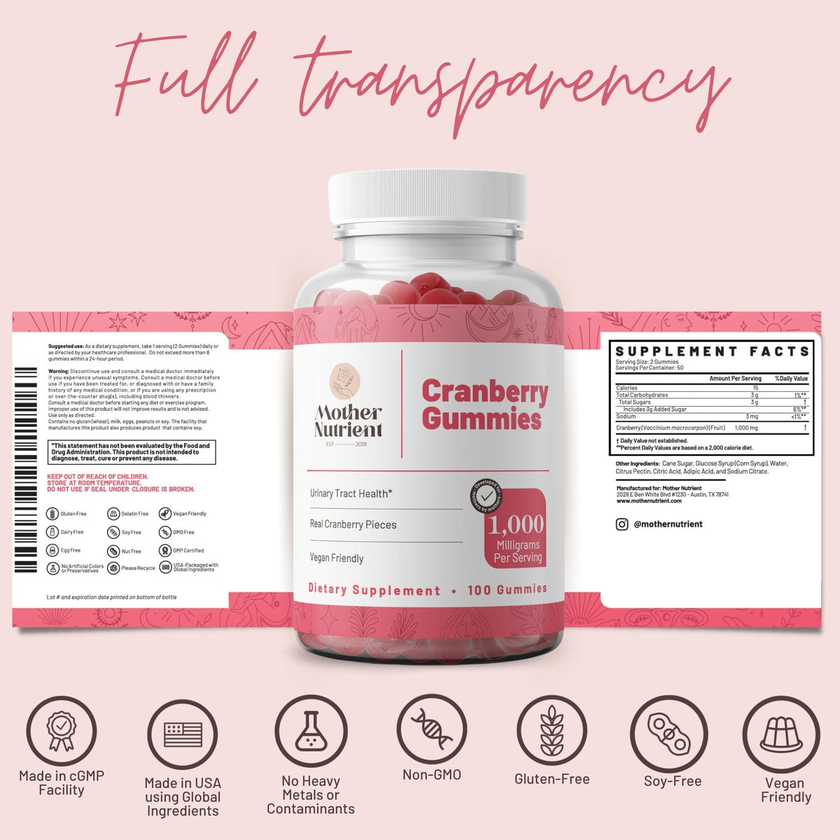 Mother Nutrient Cranberry Gummies for Urinary Tract Health - 100 Count - image 5