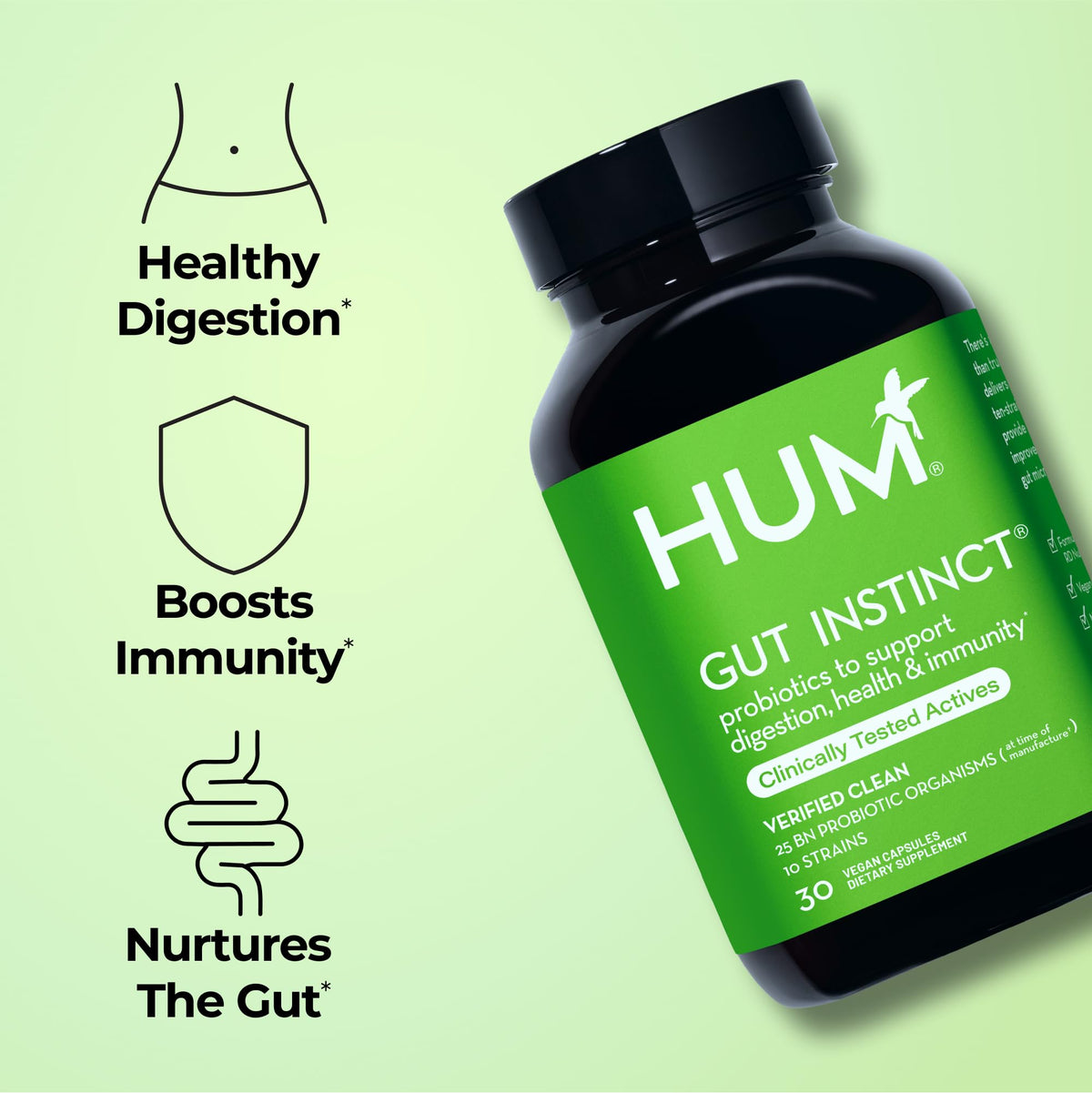HUM Gut Instinct Daily Probiotic Digestive Support - 30 Capsules - image 2