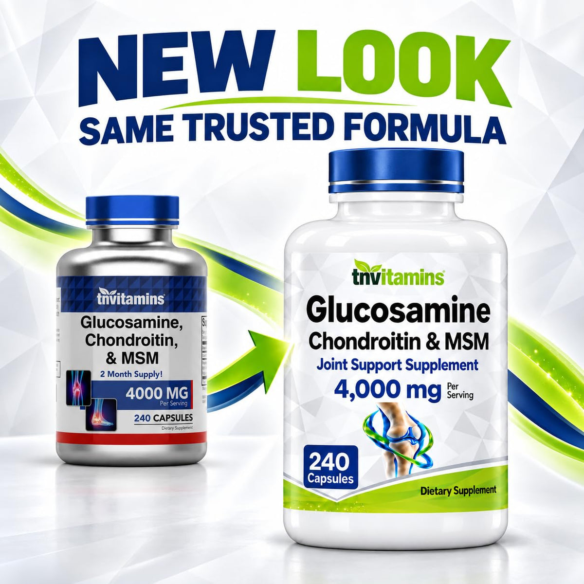 tnvitamins Glucosamine Chondroitin MSM Joint Support - 240 Capsules - image 3