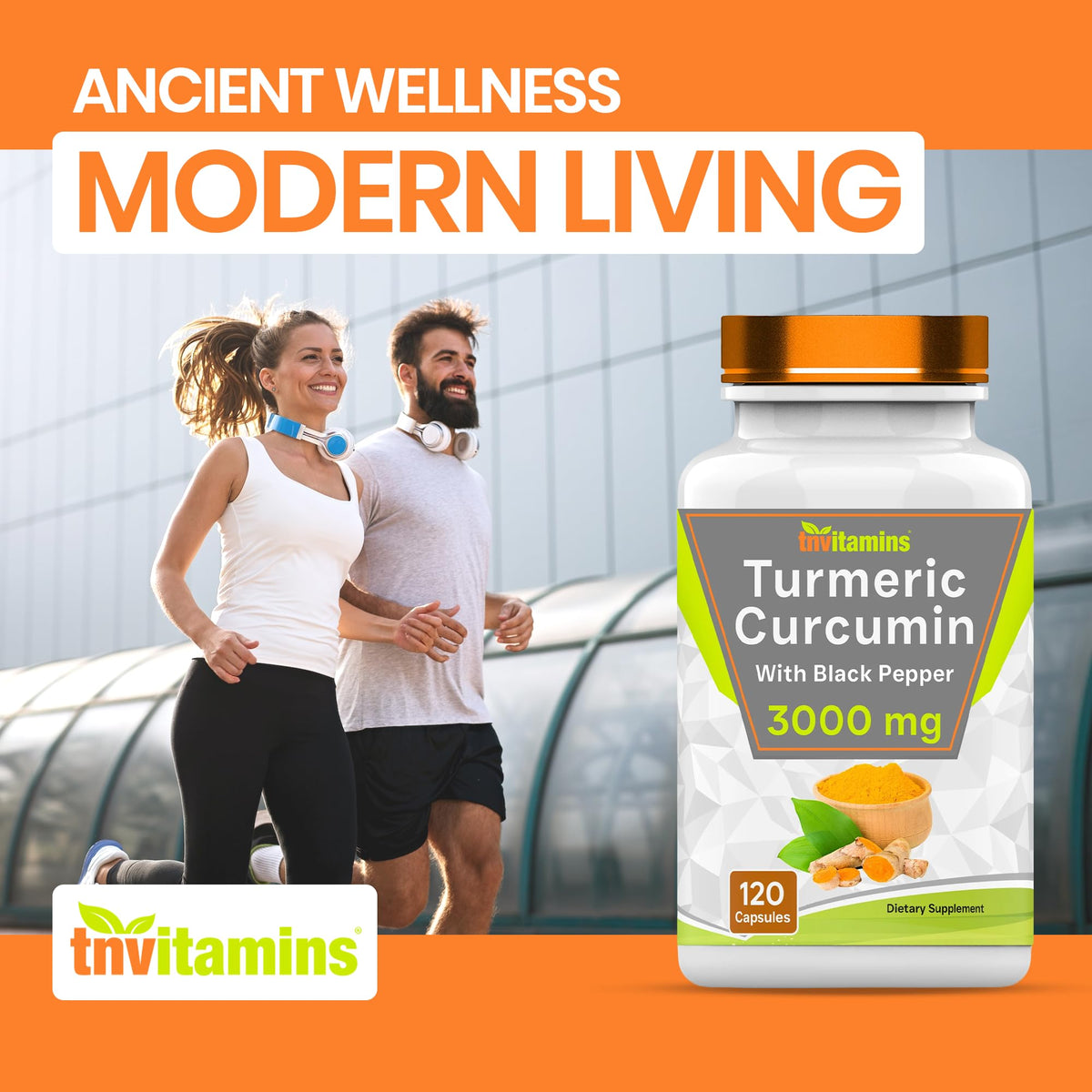 tnvitamins Turmeric Curcumin Capsules with Black Pepper - 120 Capsules - image 3