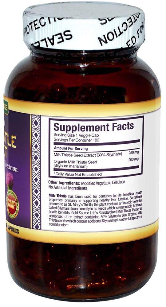 Gold Source Labs Organic Milk Thistle Capsules Liver Support - 180 Capsules - image 3