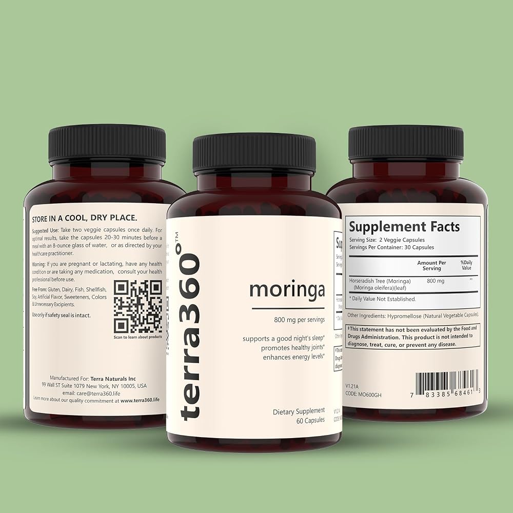 terra360° Moringa 800mg Capsules for Energy & Vitality - 60 Capsules - image 2