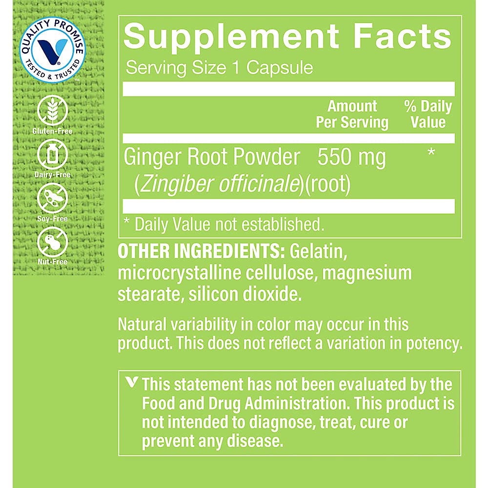 The Vitamin Shoppe Ginger Root 550 MG Whole Herb - 100 Capsules - image 2