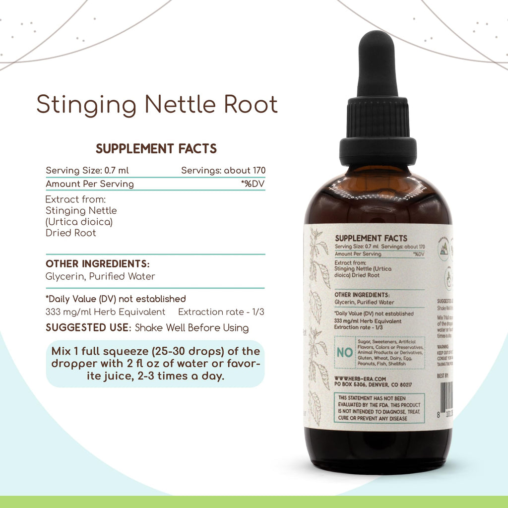 HerbEra Stinging Nettle Root Alcohol-Free Herbal Extract Tincture