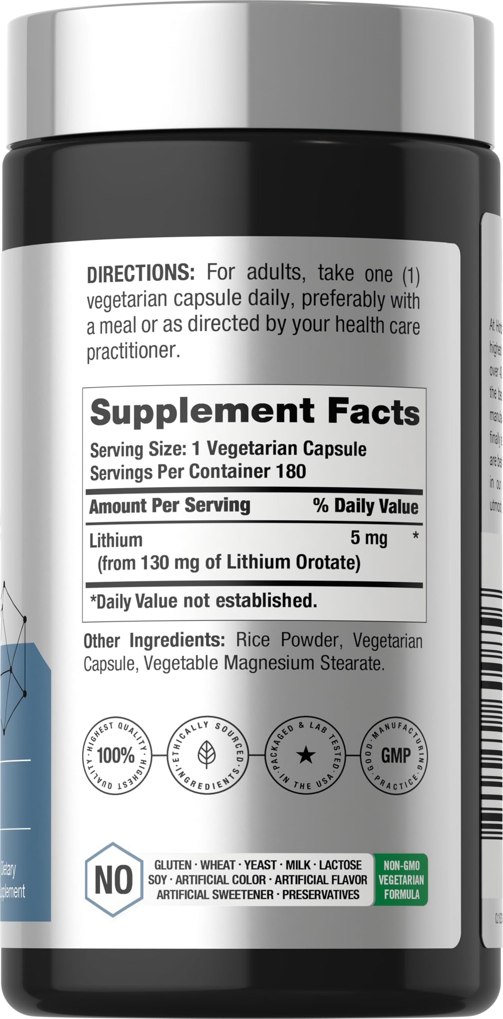 Horbäach Lithium Orotate 130mg - 180 Capsules - image 2