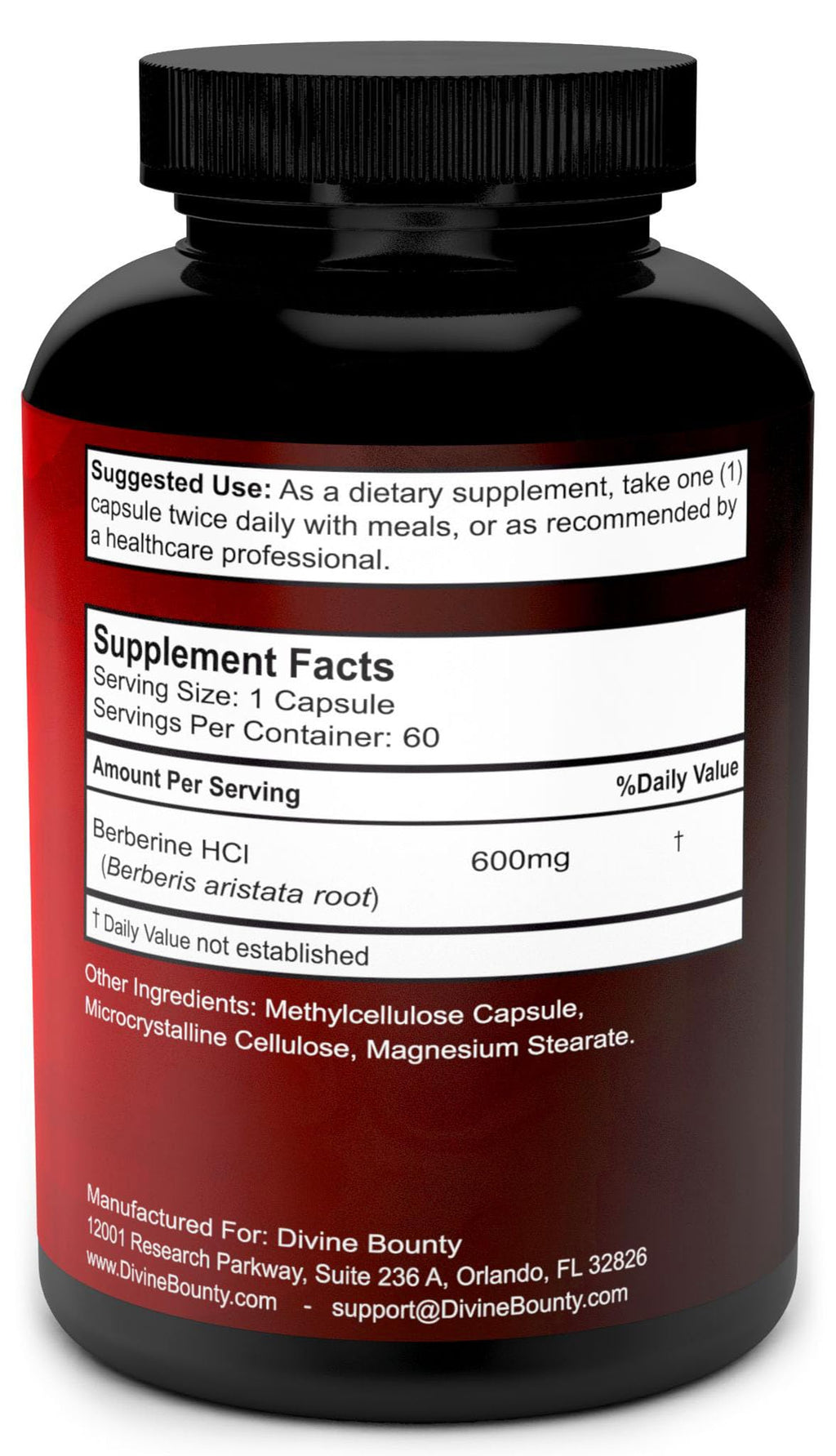Divine Bounty Berberine Supplement 600mg - 60 Capsules - image 2