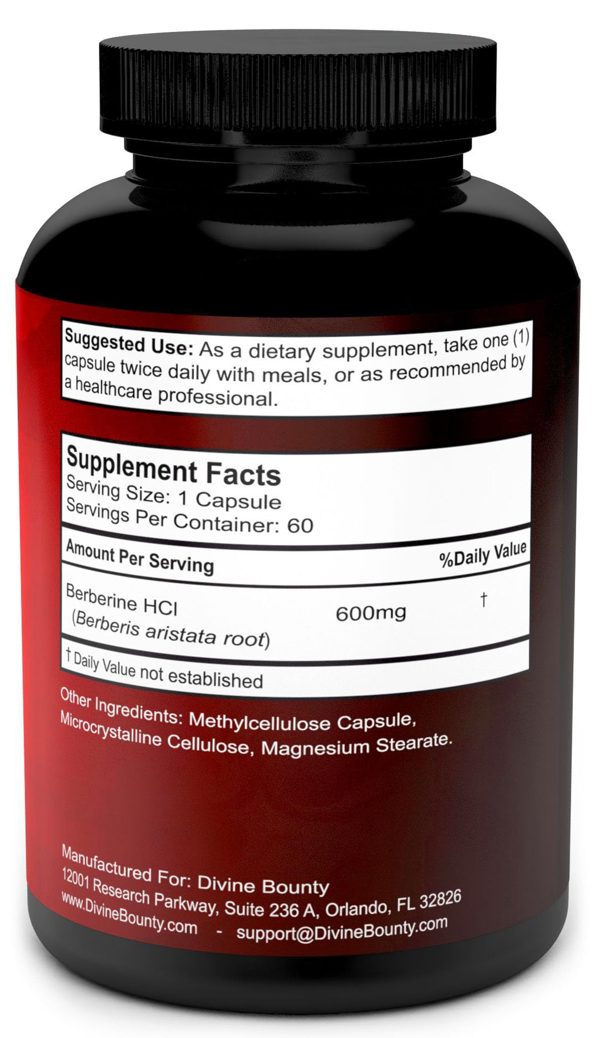Divine Bounty Berberine Supplement 600mg - 60 Capsules - image 2