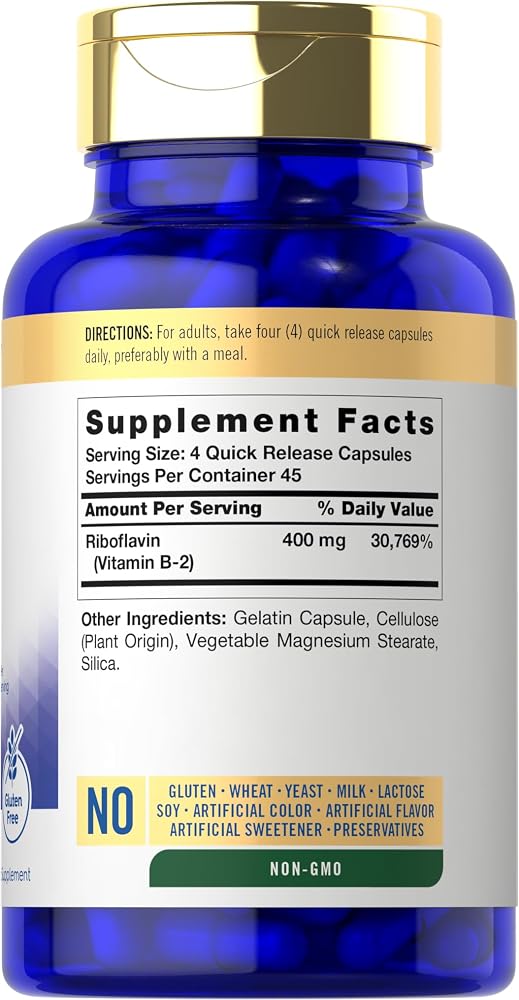Carlyle Vitamin B-2 400mg Riboflavin - 180 Capsules - image 2