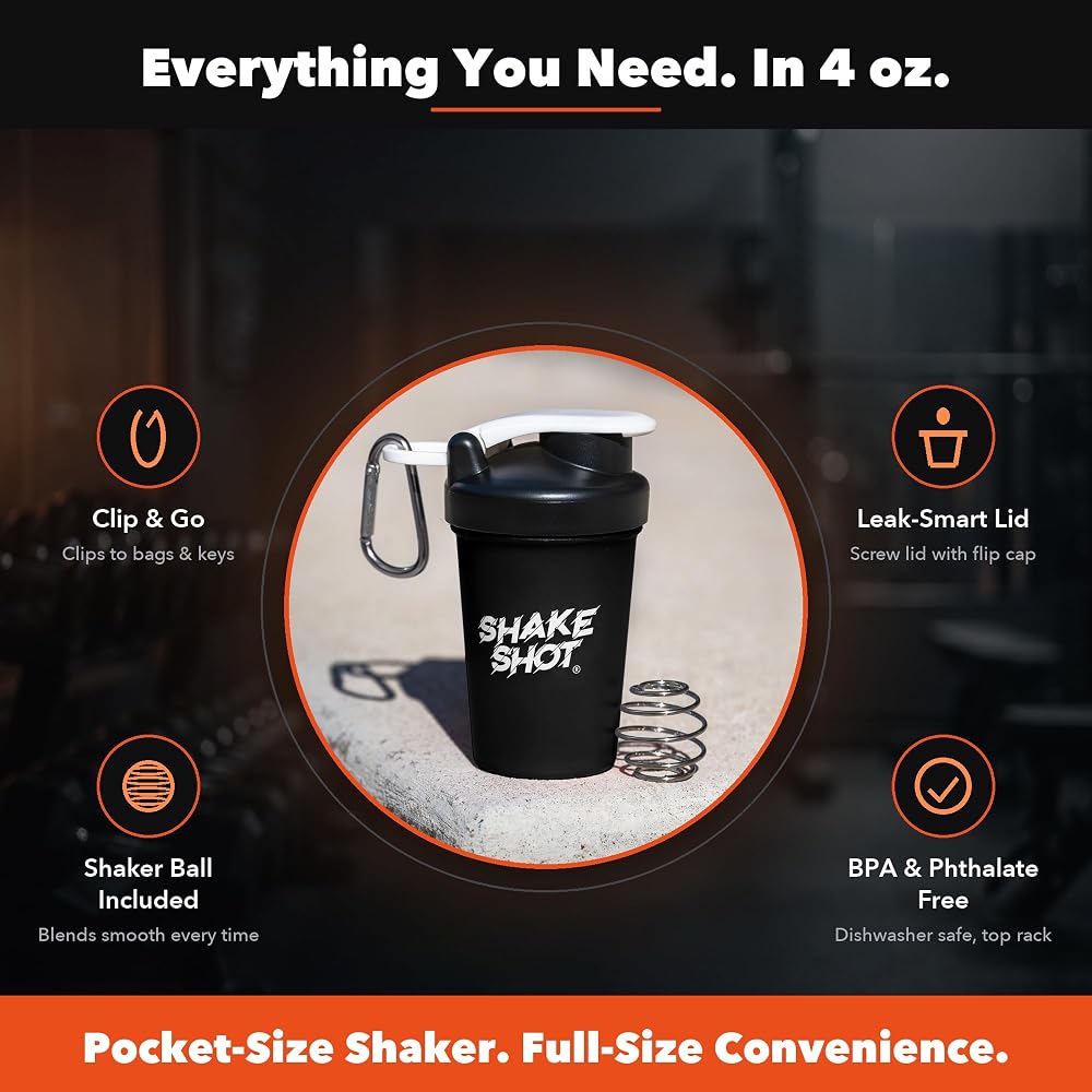 Shake Shot - 4oz (120ml) Mini Shaker Bottle for Pre Workout - image 5