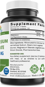 Brieofood Magnesium Citrate 400 mg - 250 Tablets - image 5