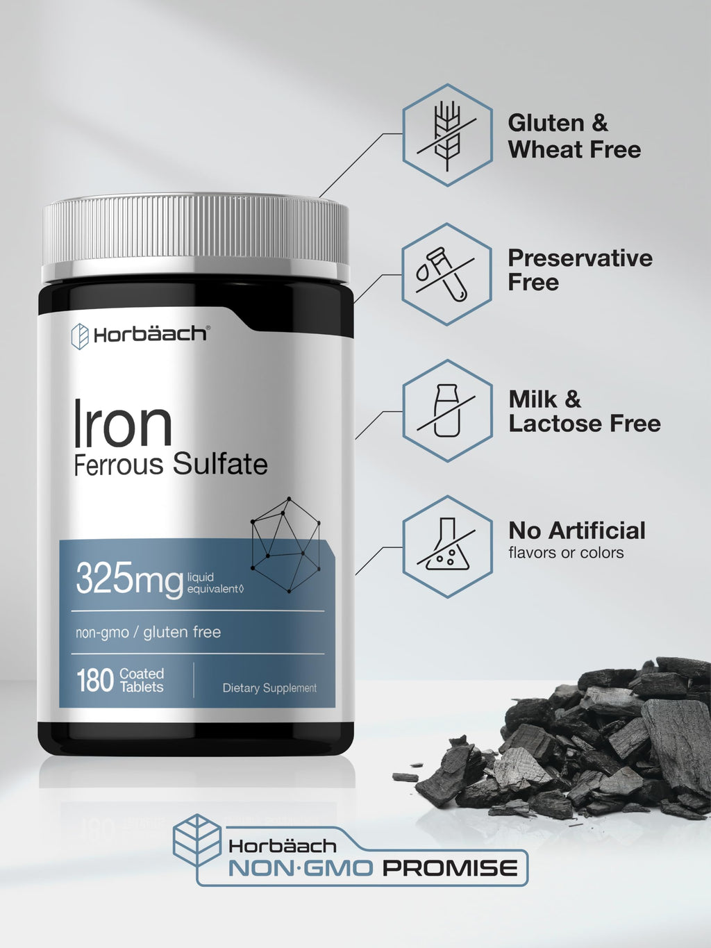 Horbäach Iron Supplement Ferrous Sulfate - 180 Tablets - image 5