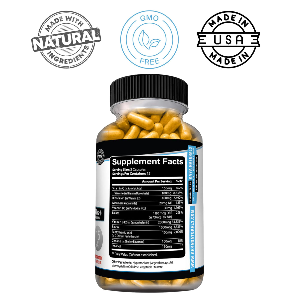 Kaya Naturals B-12 Complex - Multivitamin Supplement for Women & Men