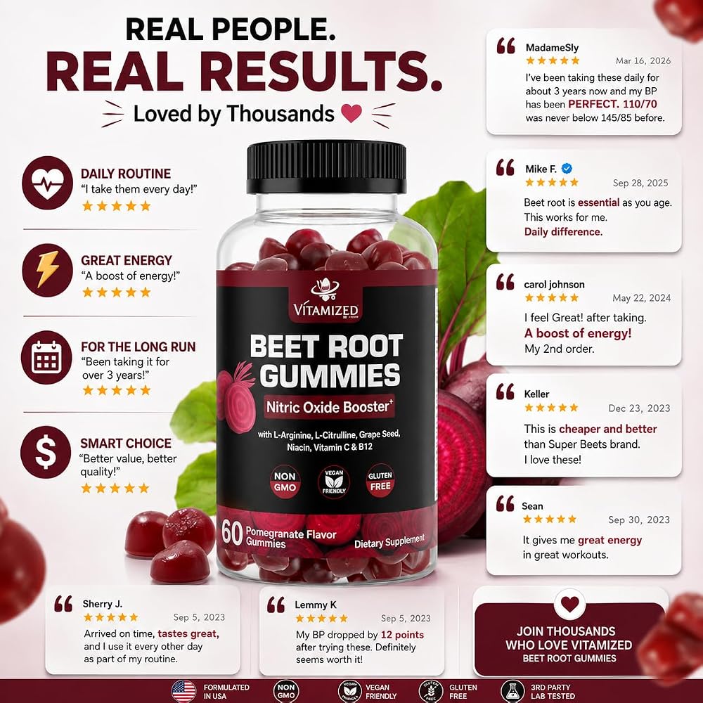VITAMIZED Beet Root Gummies with Grape Seed Extract - 60 Count - image 2