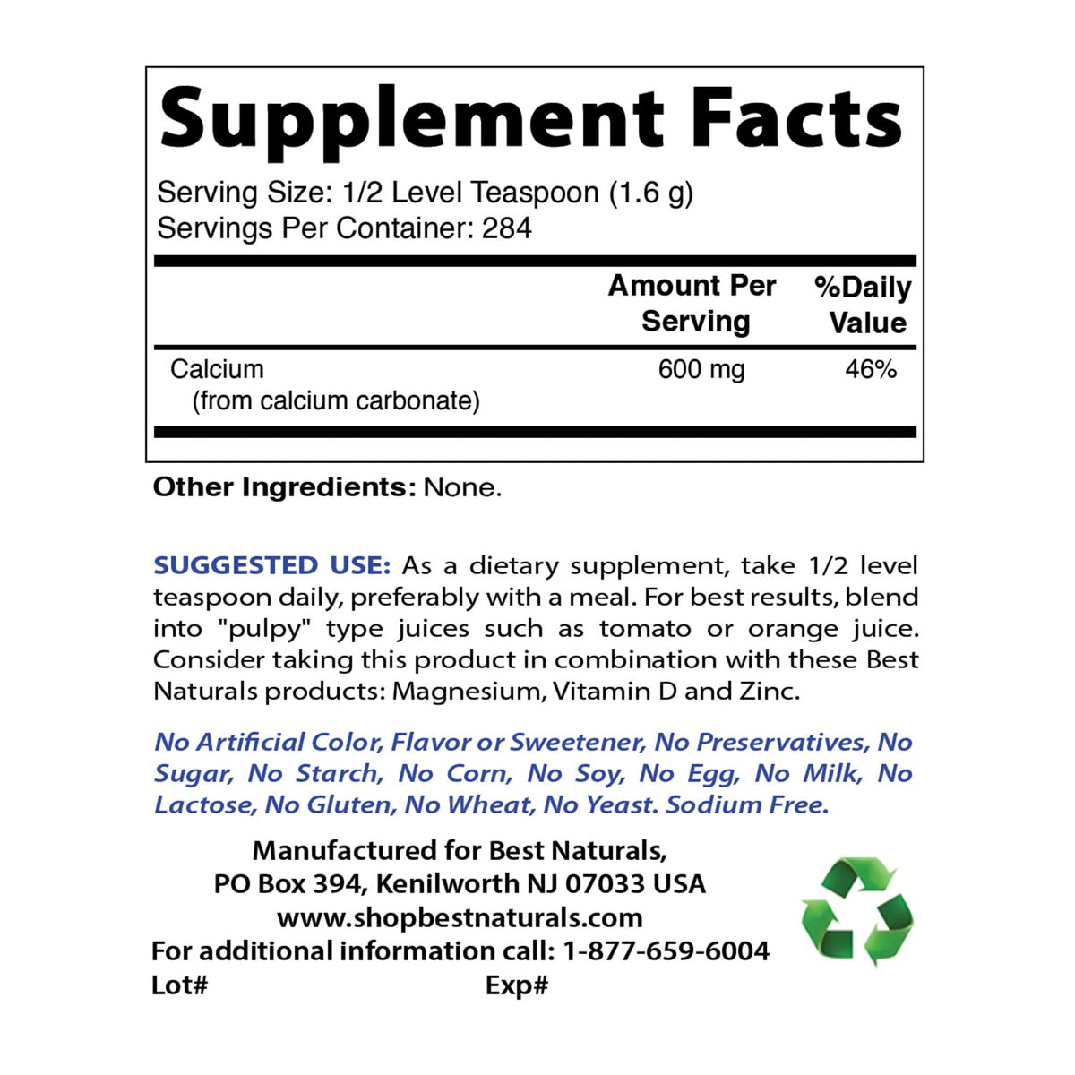 Best Naturals Calcium Carbonate Powder - 32 Ounces - image 2