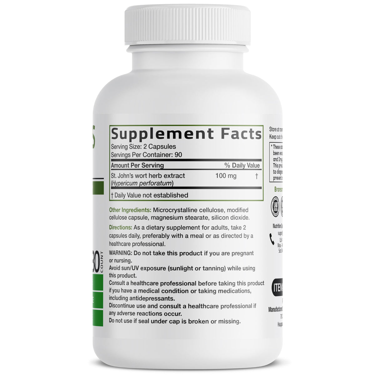 Bronson St. John's Wort 700 MG per Serving Hypericum Perforatum