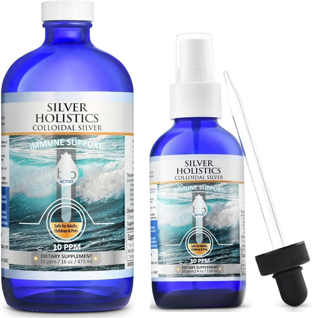 Silver Holistics Colloidal Silver 10 ppm Immune Support - 20 oz Bundle