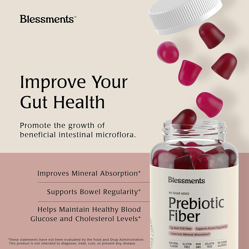 Blessments - Prebiotic Fiber Gummies, No Added Sugar, 5g, 60 Count