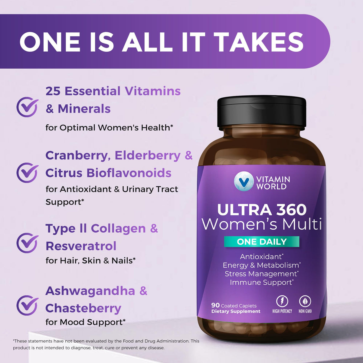 Vitamin World Ultra 360 Women's Multivitamin One Daily - 90 Caplets - image 3