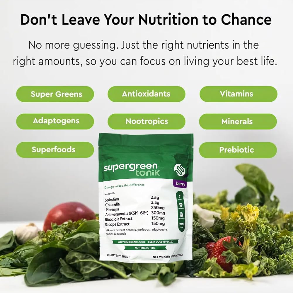 Supergreen Tonik Natural Greens 40 Superfood Powder - 13.3 oz - image 4