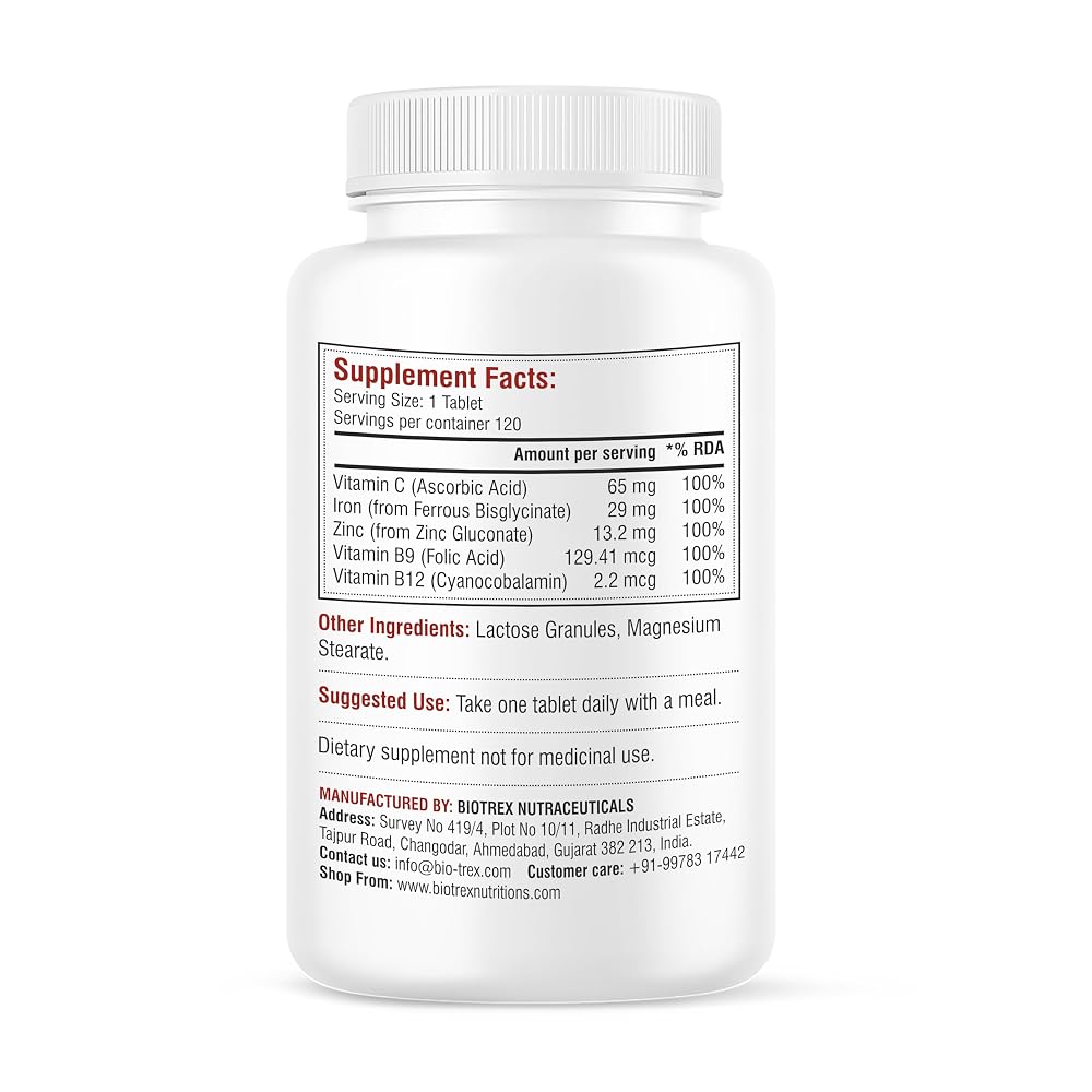 Biotrex Nutraceuticals Chelated Iron + Vitamin C - 90 Tablets - image 2