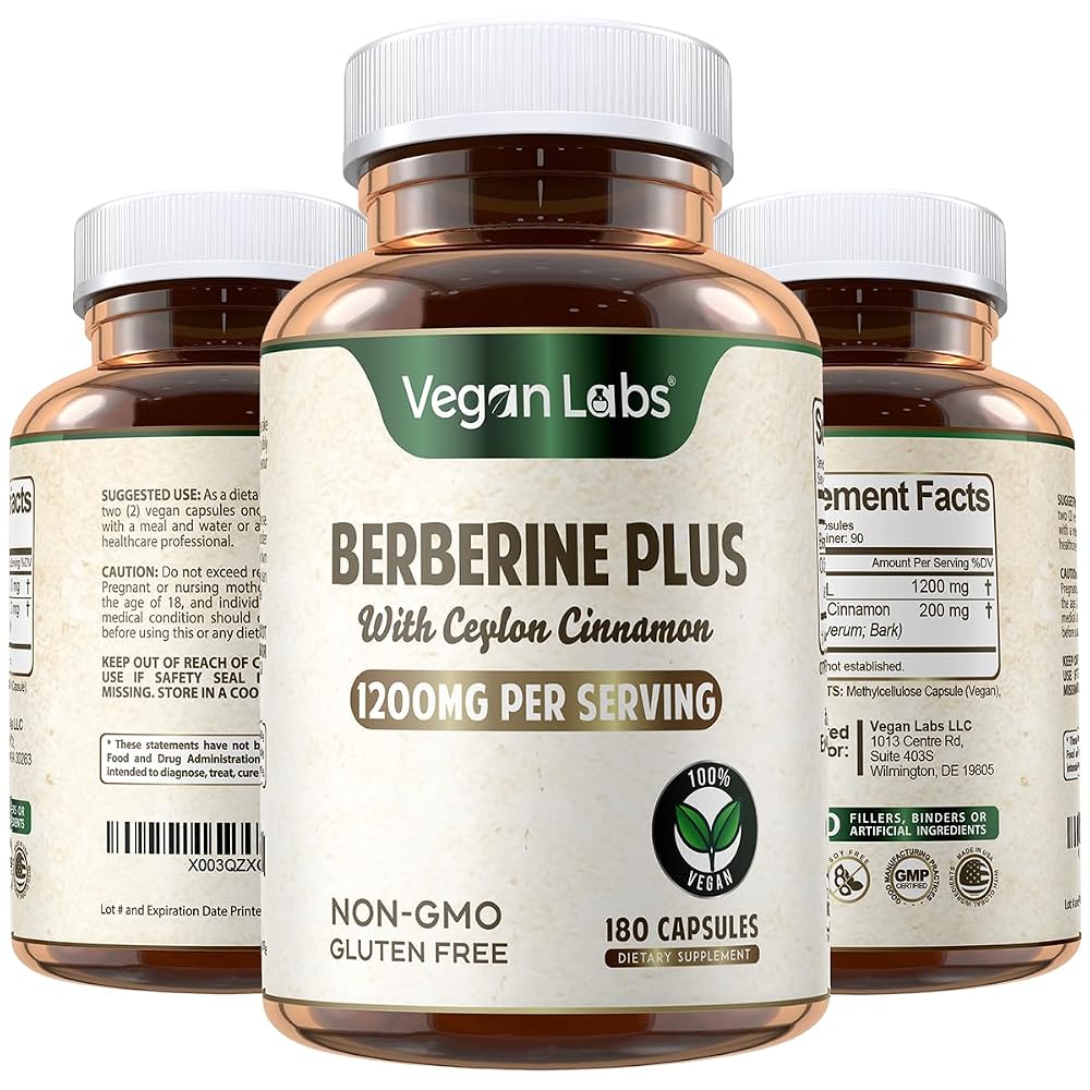 Vegan Labs Berberine HCL 1200mg with Ceylon Cinnamon - 180 Capsules