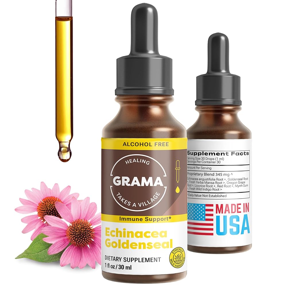 Grama Wellness Organic Echinacea Goldenseal Immune Support Drops - 1 fl oz