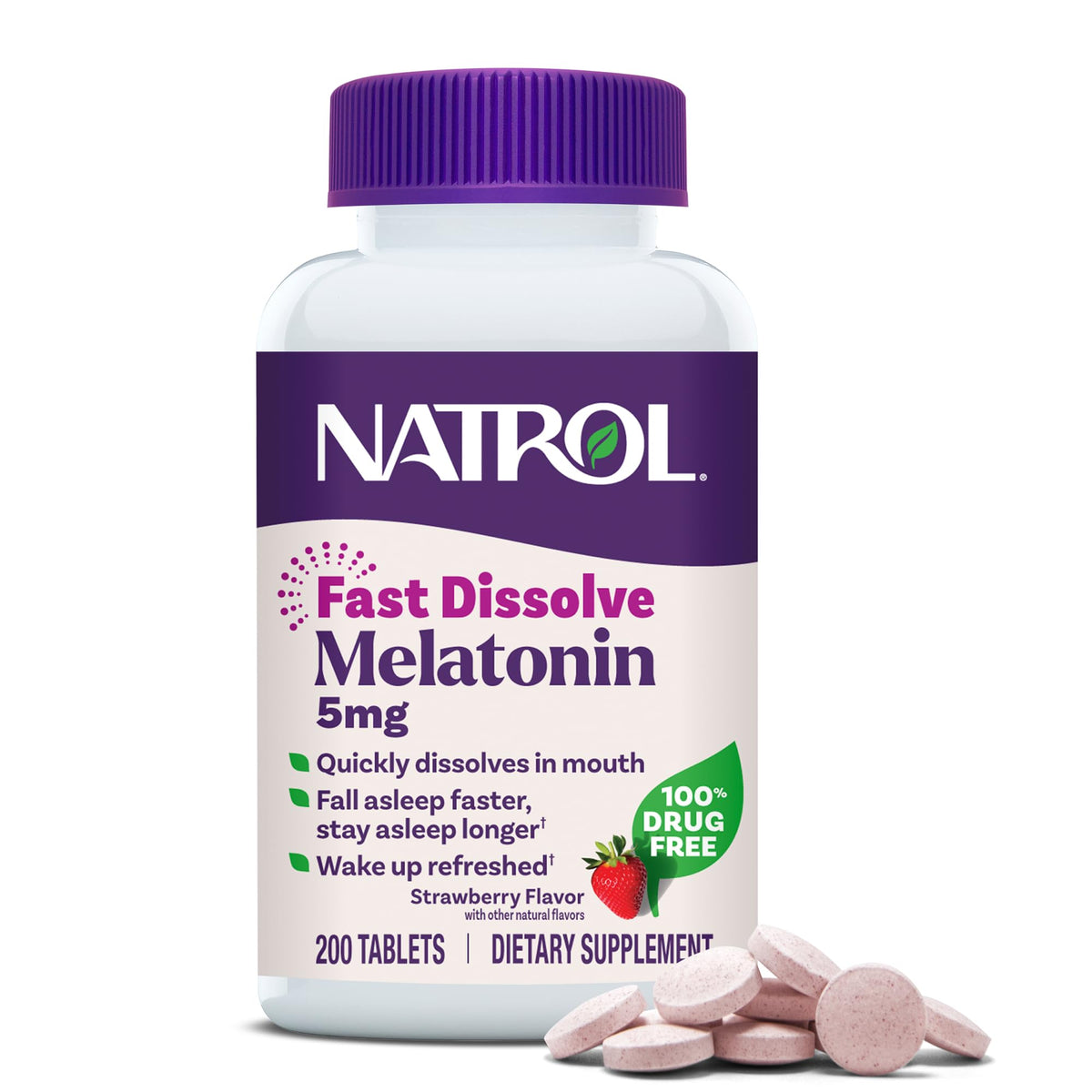 Natrol Melatonin 5 mg Fast Dissolve Tablets, Strawberry - 200 Count
