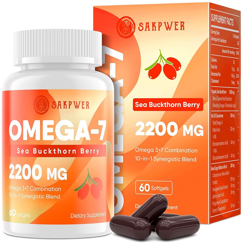 Sakpwer Omega-7 Sea Buckthorn Oil - with Omega-3 EPA/DHA Fish Oil