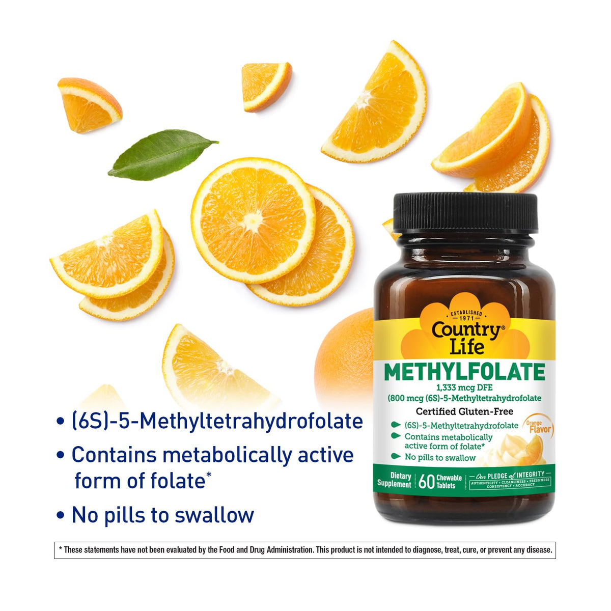 Country Life Methylfolate Chewable Tablets with B12 - 60 Tablets - image 2
