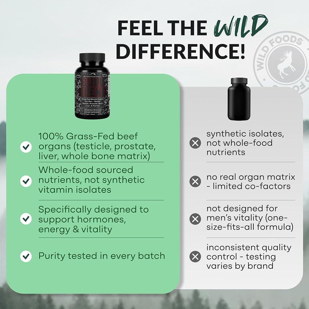 Wild Grass Fed Beef Organ Supplement for Men Prostate Health - 180