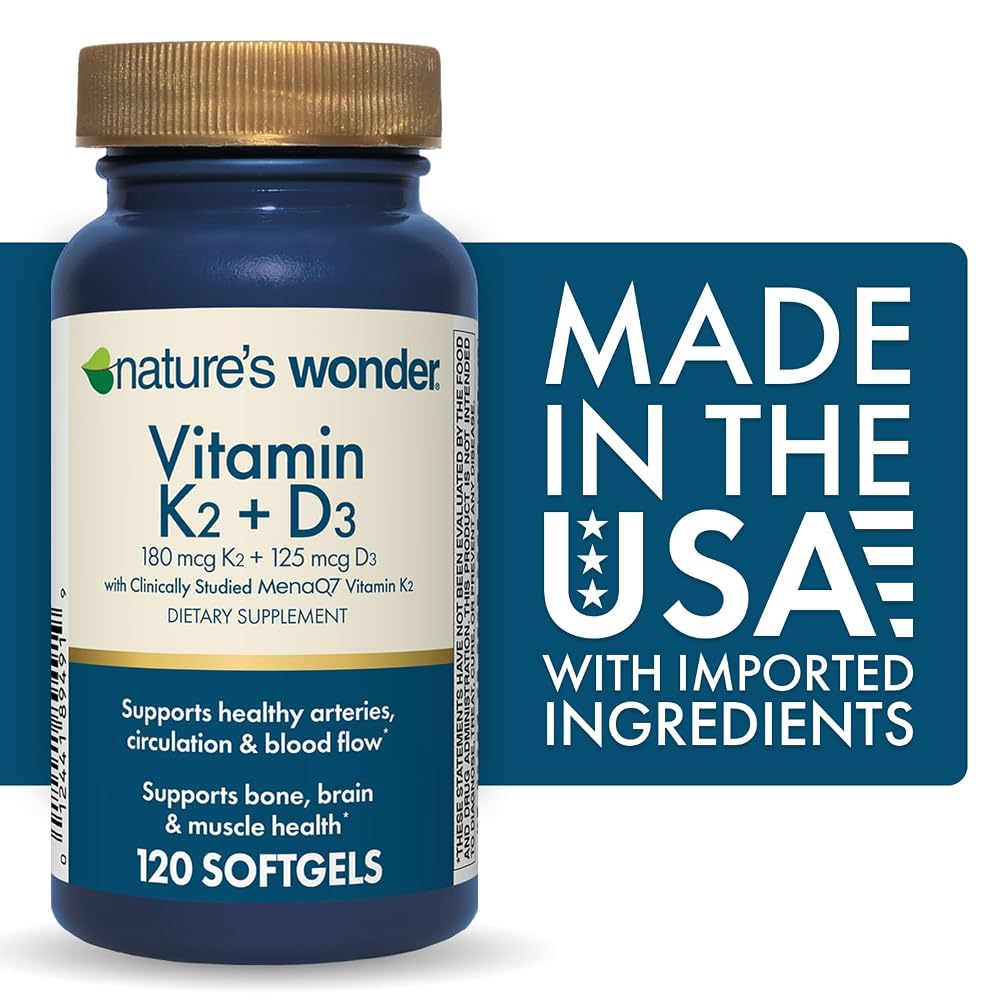 Nature's Wonder Vitamin K2 180mcg + D3 5000 IU - 120 Softgels - image 2