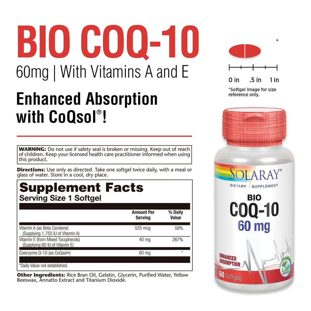 SOLARAY Bio CoQ-10 60 mg - 60 Softgels - image 2