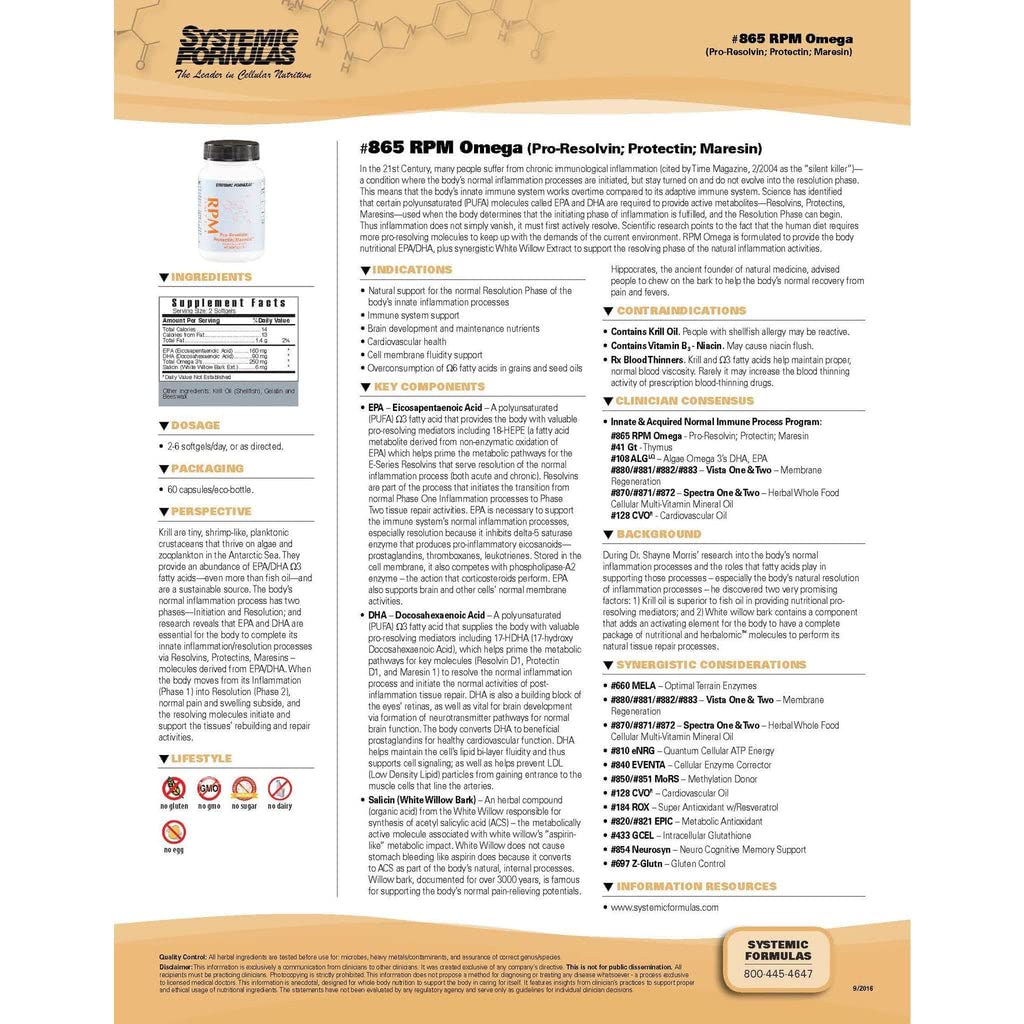Systemic Formulas RPM Pre-Resolvin Protectin Maresin - 60 Capsules - image 4