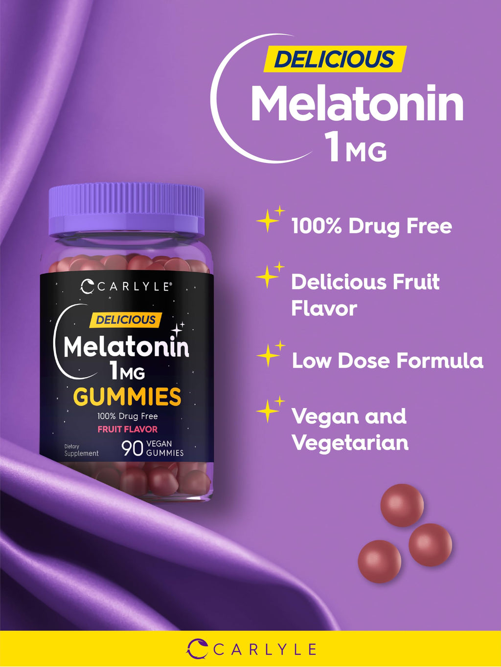 Carlyle Melatonin 1mg Gummies - 90 Count - image 4